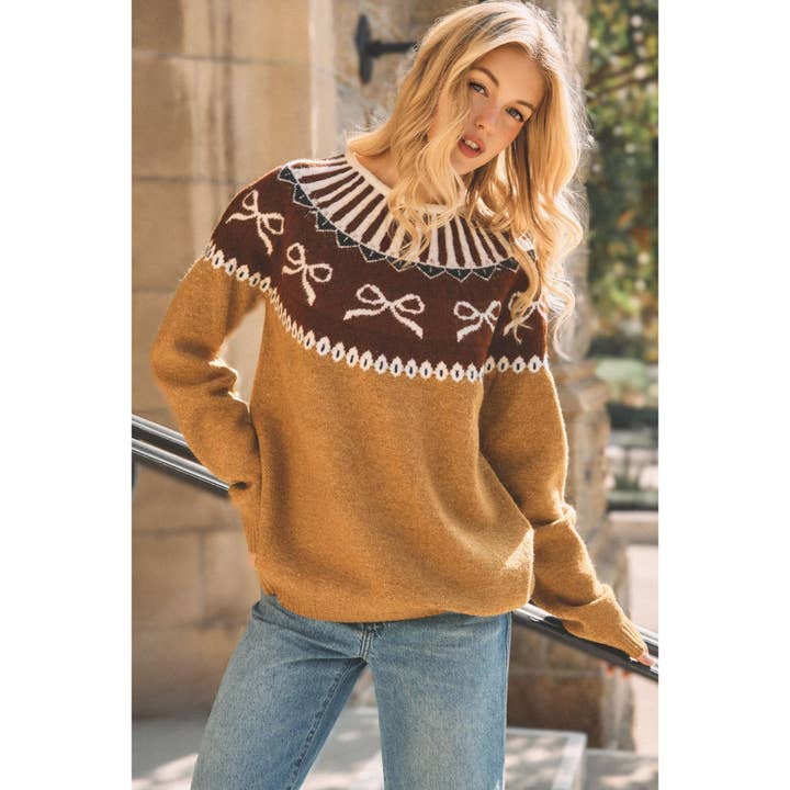 SWEET NORDIC BOW SWEATER (SW8194) for wholesale by Sage + Fig