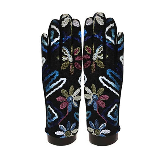 Access by Mediterranean Concepts - Wholesale Gloves - Women's - Yarn Blue Geometric Flowers glove 1