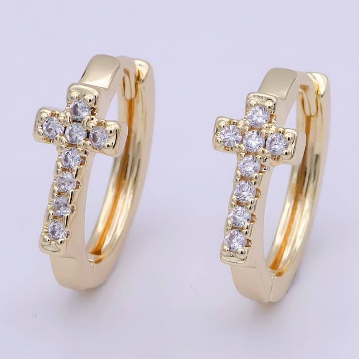 Minimalistisk kors guldörhänge religiösa smycken grossistörhänge T-339 för wholesale av Aim Eternal