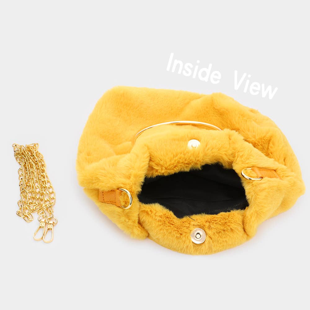 Sensibling Corp. - Wholesale Tote Bag - Women's - Solid Faux Fur Tote / Crossbody Bag6