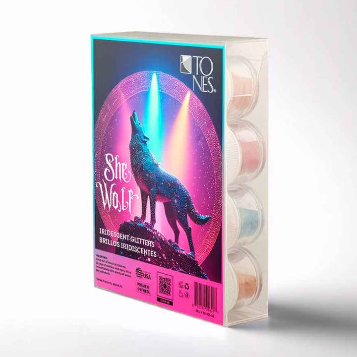 Pure Iridescent Glitter - She Wolf (12 x 0.25 oz) for wholesale by Tones Acrylics | Gels | Nail Art | Nail Tools & Accessories