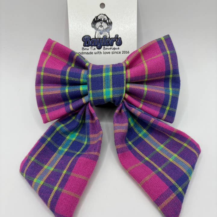 Noeud de marin violet, rose et vert, accessoires d'été pour animaux de compagnie pour la vente par Baylor's Bow Ties