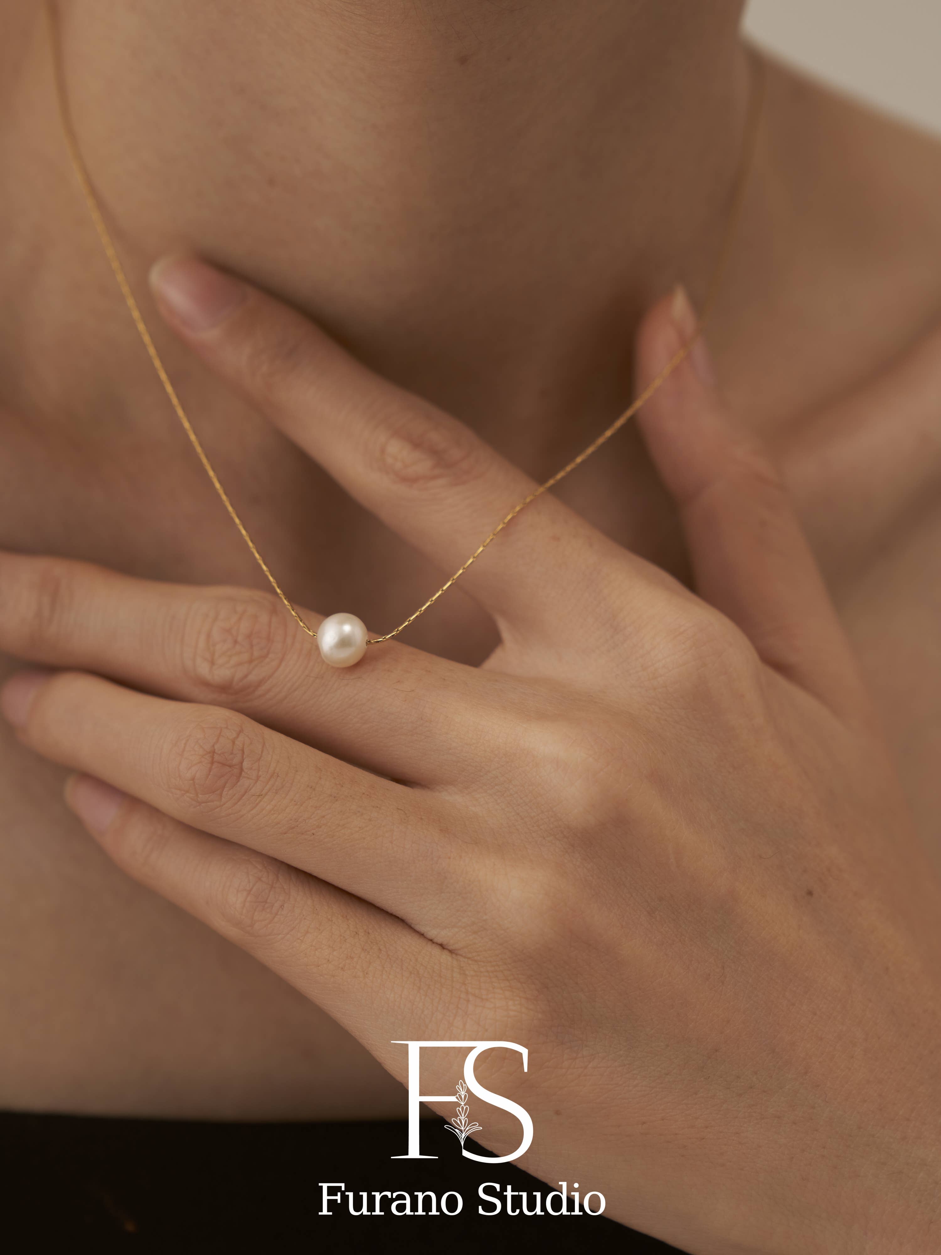 Furano Studio - Wholesale Pendant/Charm Necklace - 18K Gold Plated Floating Pearl Necklace,Pendant Necklace0