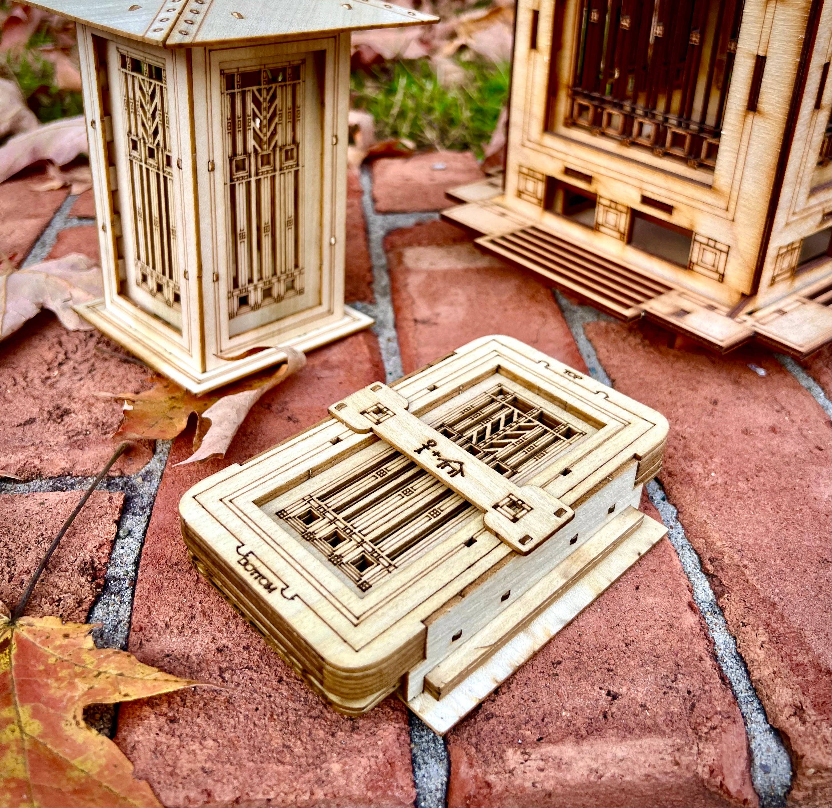 One Man One Garage - Wholesale Lantern - Wright, Prairie Style Lantern, Luminary. Arts and Crafts Era Lighting. Wooden 3D puzzle kit1