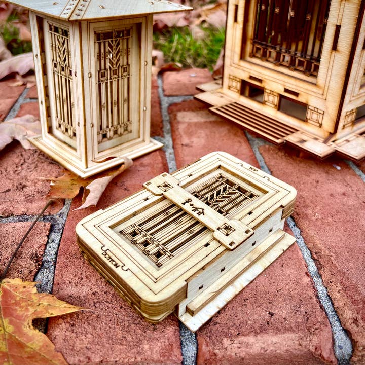 One Man One Garage - Wholesale Lantern - Wright, Prairie Style Lantern, Luminary. Arts and Crafts Era Lighting. Wooden 3D puzzle kit1