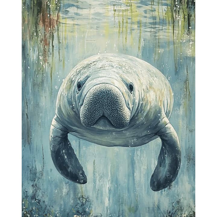 Mowbi - Wholesale Art Print - Manatee - Wall Art Print - Ocean Seaside Beachcore - 8"x10" Artwork - 11"x14" Matte