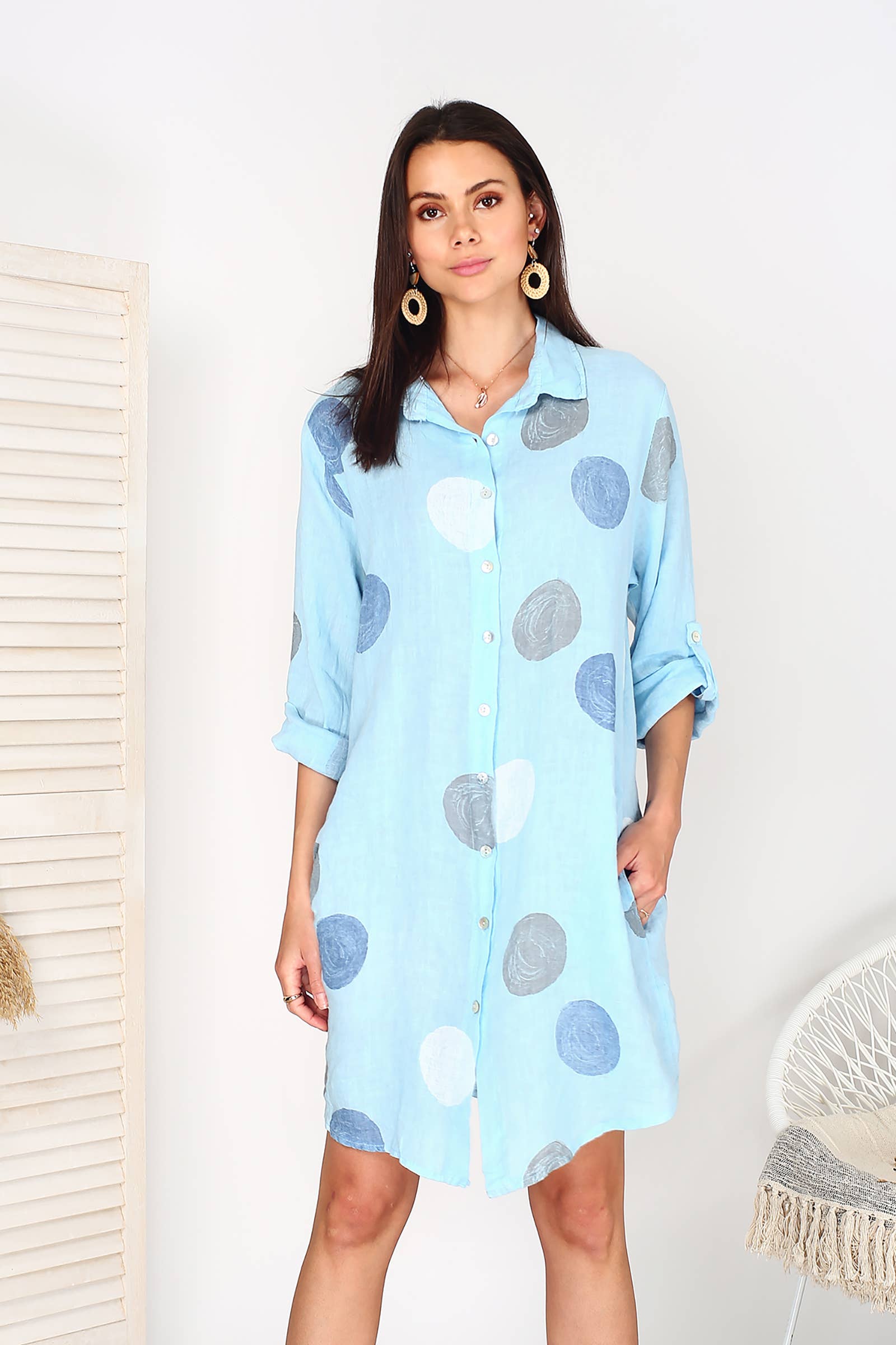 ORNELLA PARIS – Großhandel Kleid – Damen – LEL-R197A Leinenkleid23