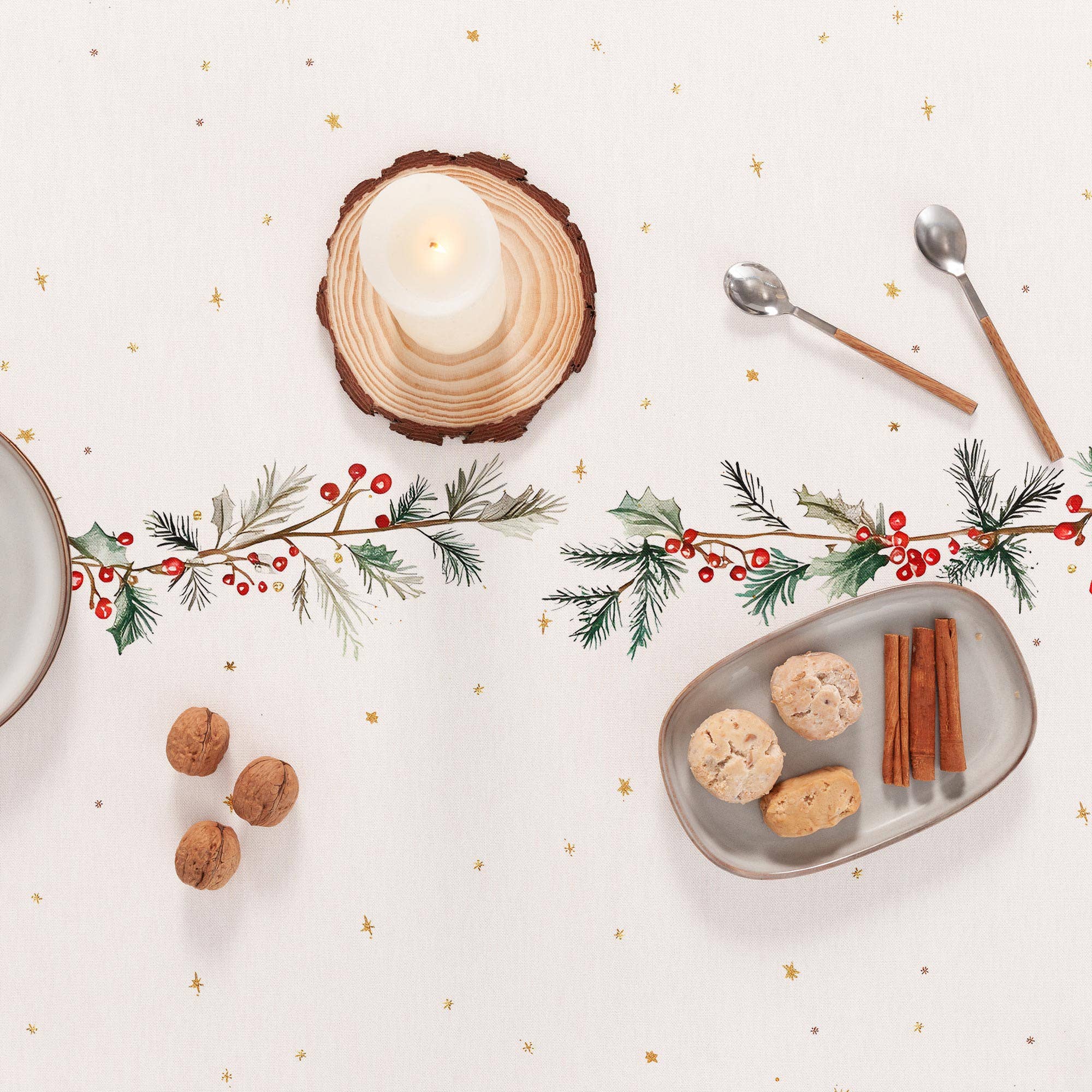 GAMUSI - Vente Nappes - Nappe de Noël anti-taches en coton doux imperméable WINSET3