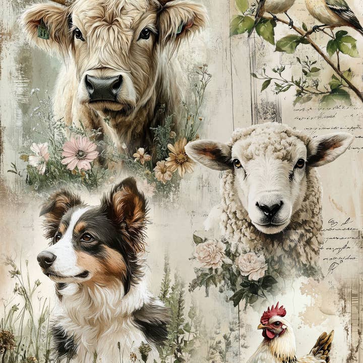 Fields of Friends Decoupage Rice Paper - Craft Supplies for wholesale by European Excellency