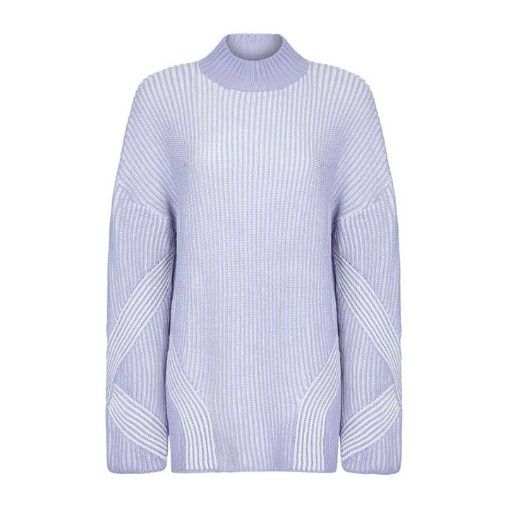 Rosa High Neck Knit Jumper - Pale Blue for wholesale on Faire1