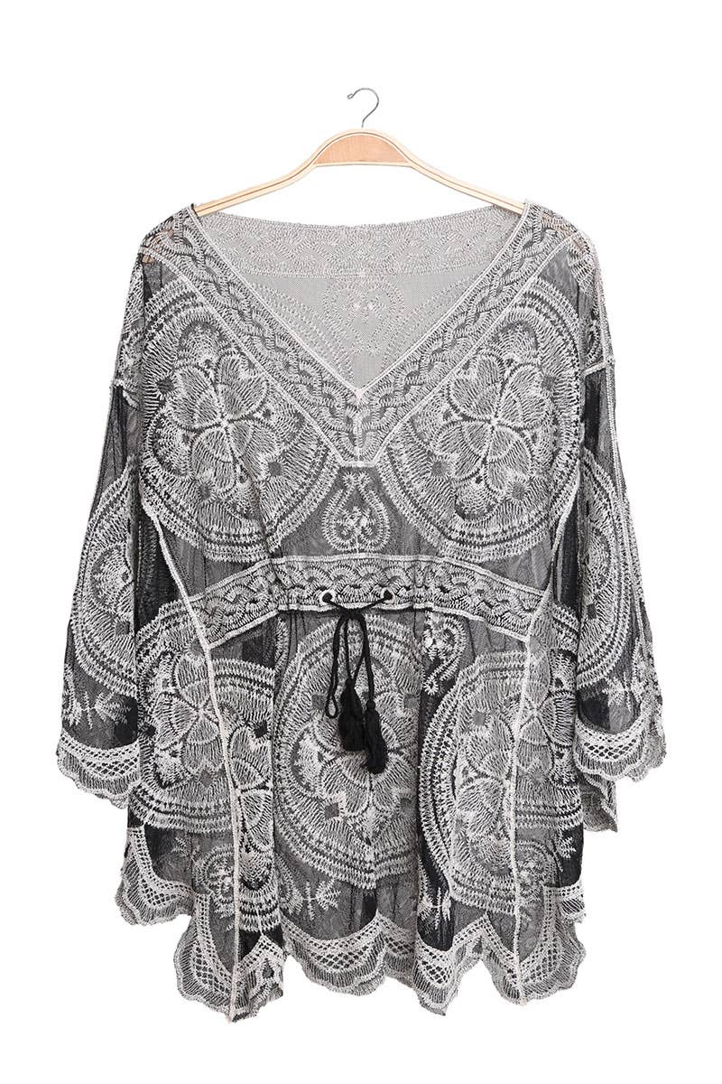 Fashion City - Wholesale Swim Cover Up - Women's - Women's Floral Pattern Drawstring Cover Up2