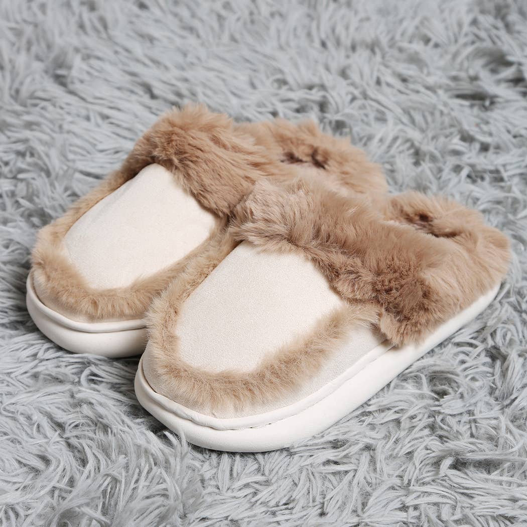 Fashion City - Wholesale Slippers - Women's - Faux Fur Suede Fuzzy Warm Slippers 7