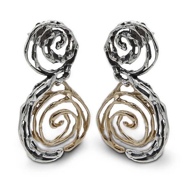 Mandile Gioielli - Wholesale Dangle Earrings - Spiral pendant earrings 925 silver and bronze (ORA045)0