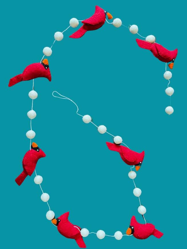 Felt Red Cardinal Bird Garland for wholesale by Ganesh Himal Trading