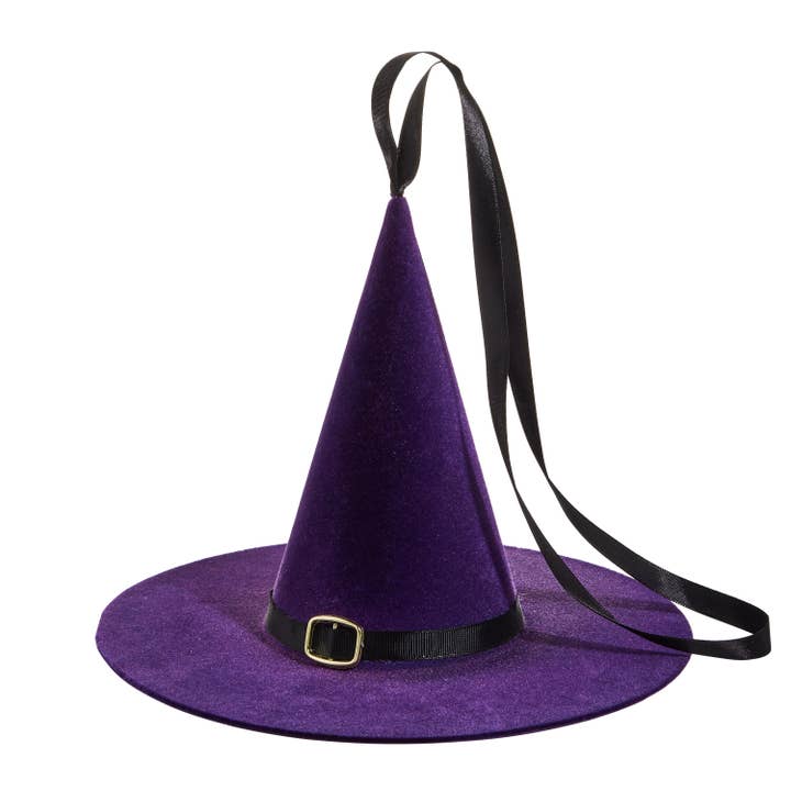 10" Purple Flocked Witch Hat 4540850 for wholesale by Trendy tree