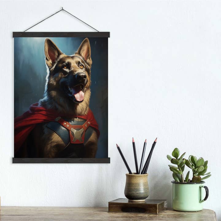 Arttique - Artistry Canvas Prints - Wholesale Art Print - German Shepherd Superhero Canvas Wall Art print