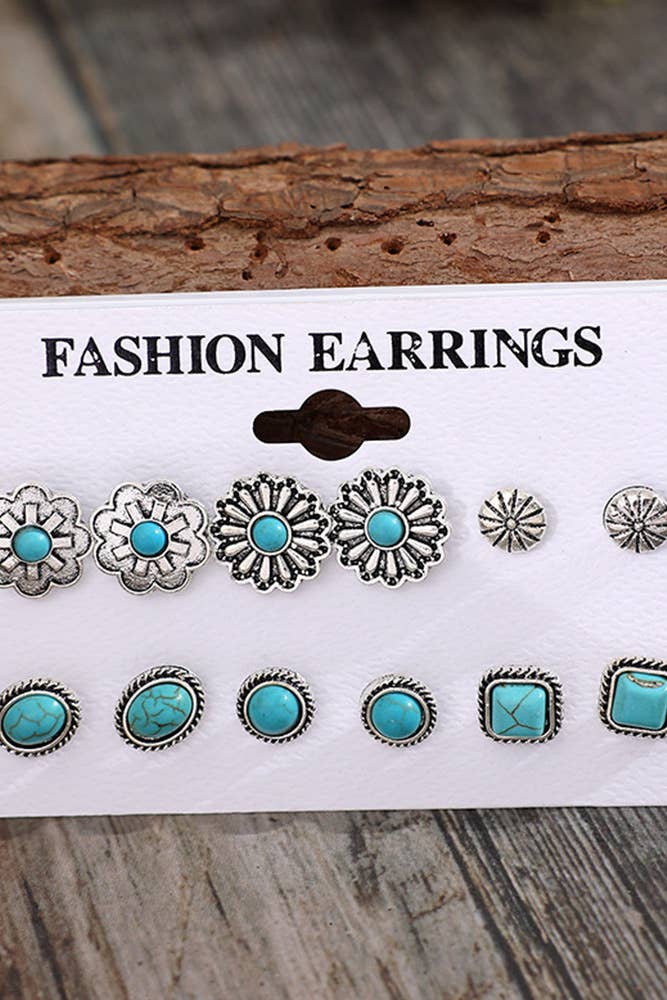 01 Türkisfarbenes Blütenohrring-Set SP270 für den Großhandel auf Faire1