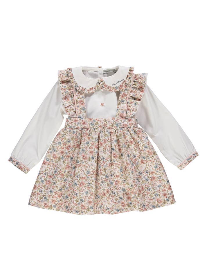 PS23W019009 Ensemble pour fille avec chemisier et jupe florale rose pour la vente par Piccola Speranza