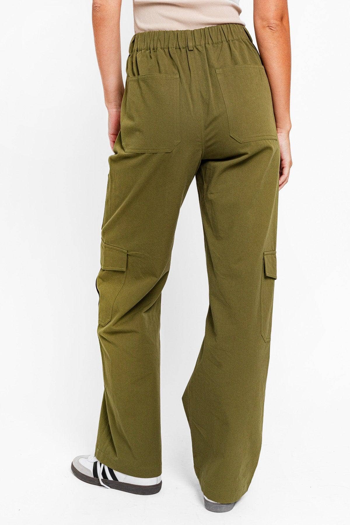 Tasha Apparel Wholesale - Wholesale Pants - Women's - High Waisted Wide Leg Pockets Cargo Pants6
