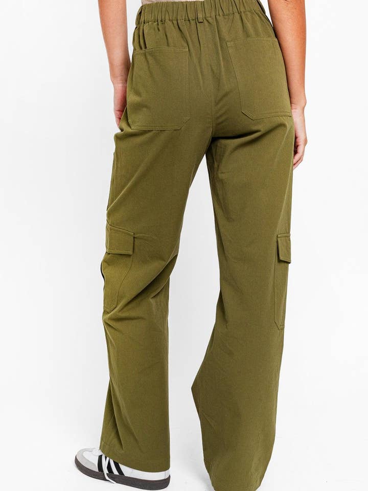Tasha Apparel Wholesale - Wholesale Pants - Women's - High Waisted Wide Leg Pockets Cargo Pants6