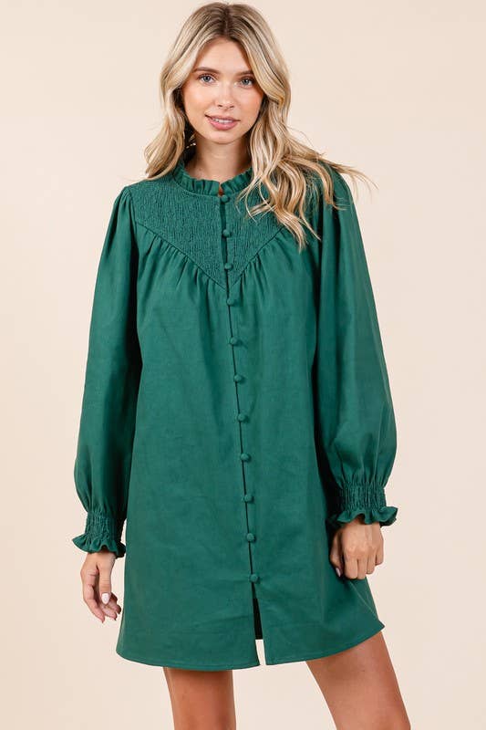 GeeGee x Lovelo - Wholesale Dress - Women's - Plus Smocked Shirt Mini Dress, MD50956PL.6