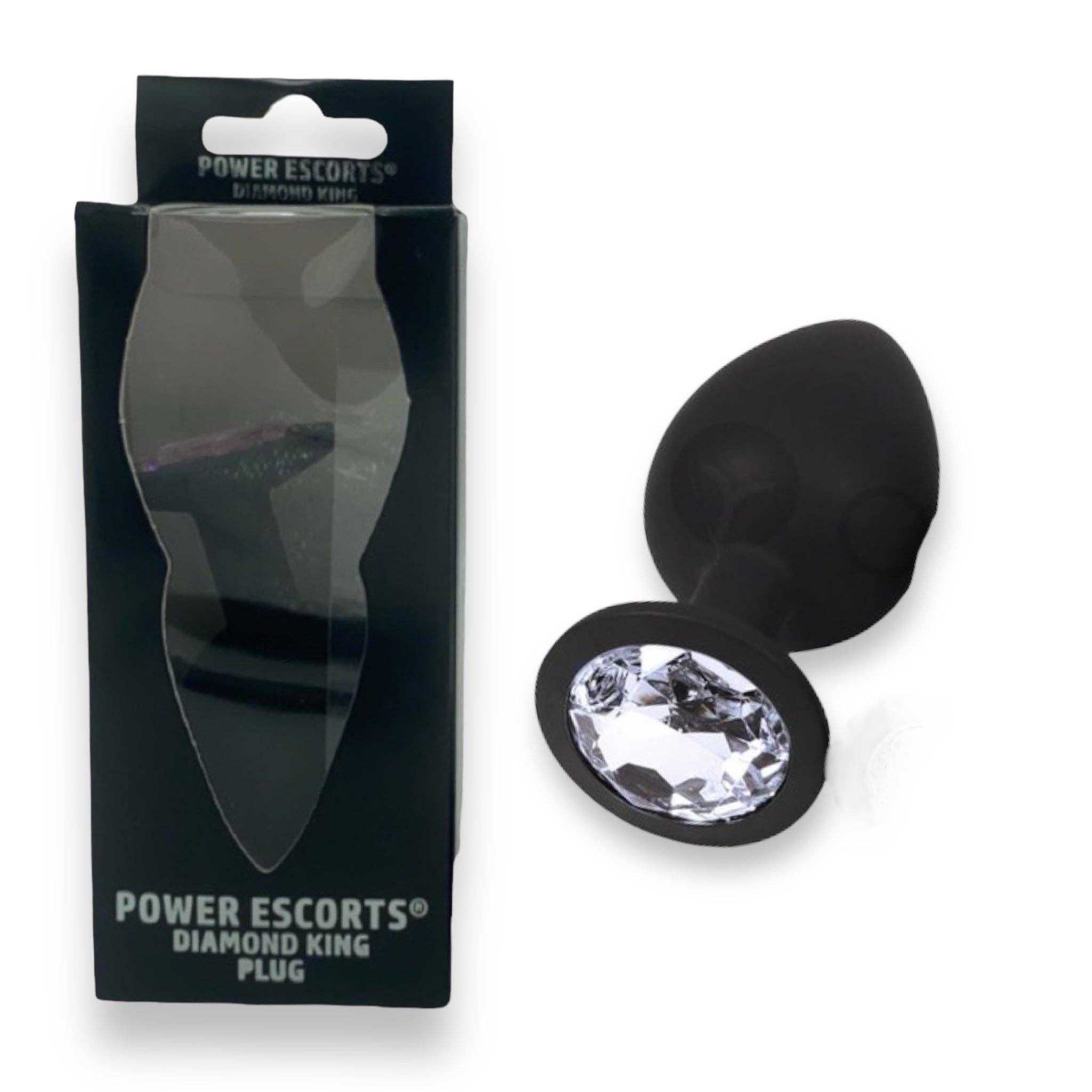 Kinky Pleasure - Wholesale Sex Toy - Power Escorts - BR135 - Diamond King - Silicone Butt Plug - Black - 6 Colors - 3 Sizes14