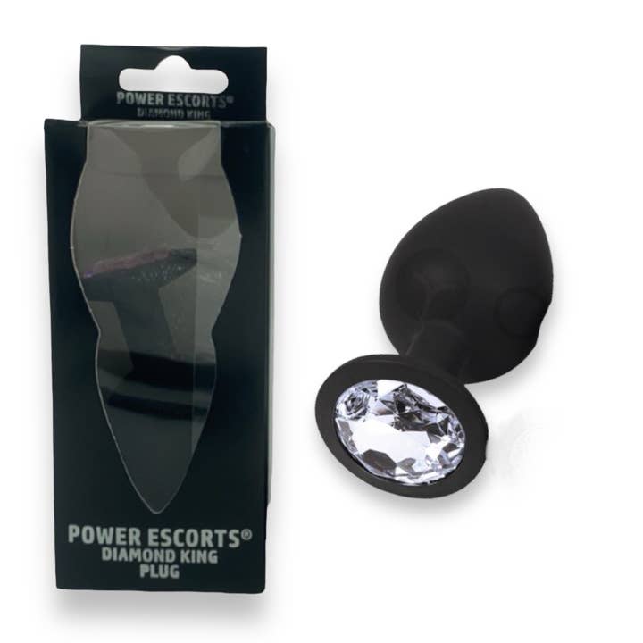 Kinky Pleasure - Wholesale Sex Toy - Power Escorts - BR135 - Diamond King - Silicone Butt Plug - Black - 6 Colors - 3 Sizes14