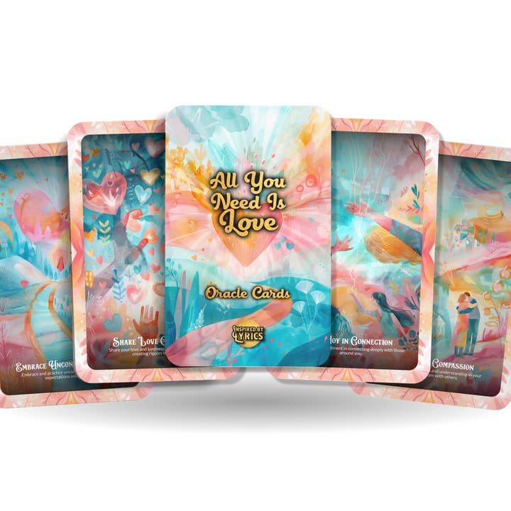 All You Need Is Love - Oracle Cards - A unique spiritual journey - Inspired by Lyrics - Mindfulness cards for wholesale by Ibiza Tarot USA
