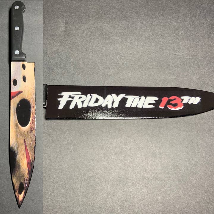 Dead Dave Designs - Wholesale Kitchen/Utility Knife - Friday The 13th Jason Voorhees Kitchen Knife With/Without Sublimated Stand