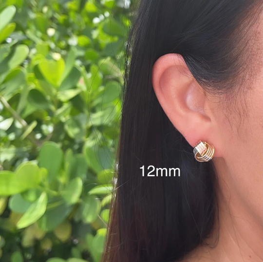 Milie – wholesale Stud/post earrings – 18k GF Tri Color Love Knot Stud Earrings5