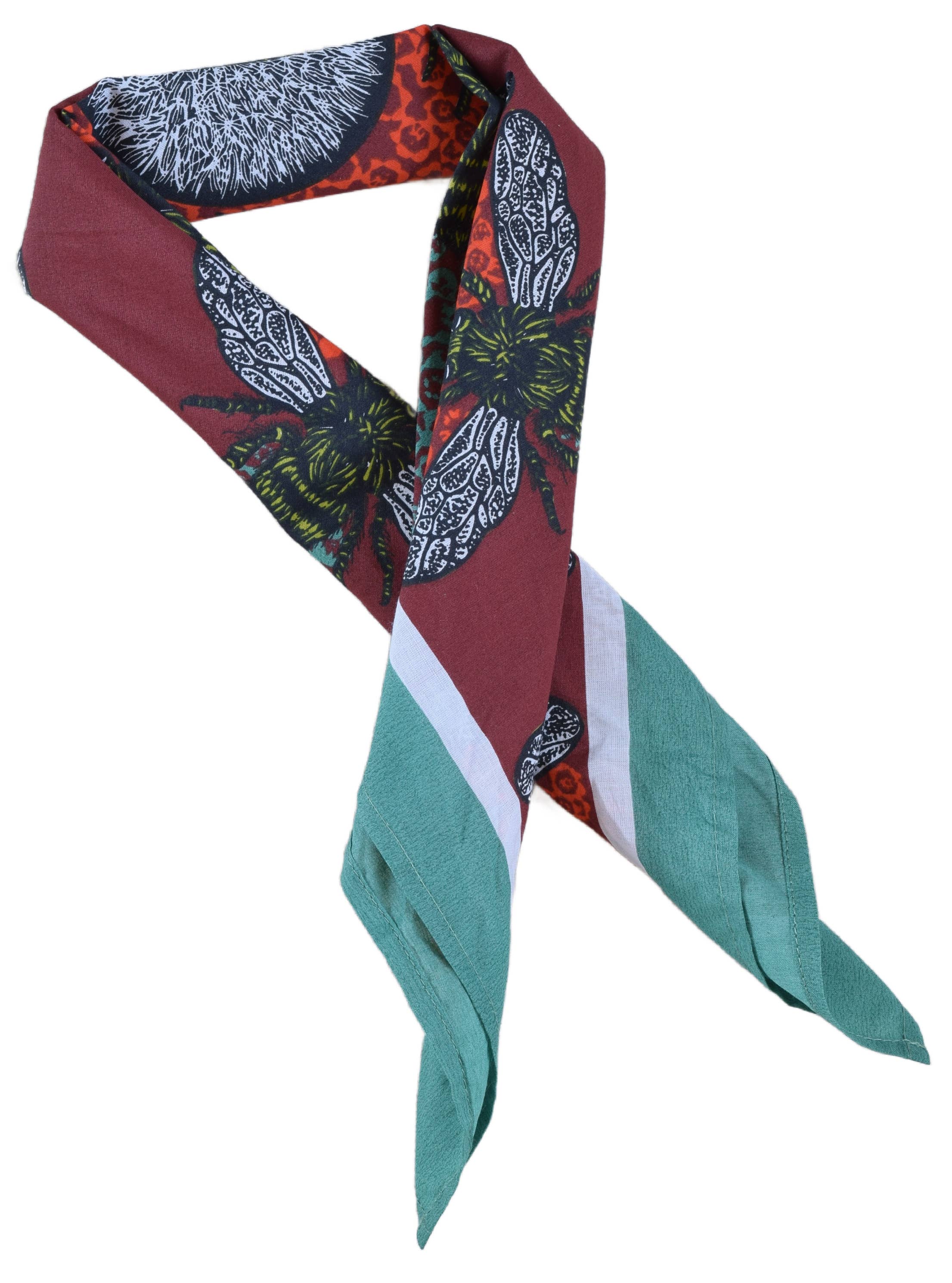 Hearth and Harrow – wholesale Bandana – Unisex – Honeybee Bandana - 100% Cotton - Red and Teal - Hand Printed6
