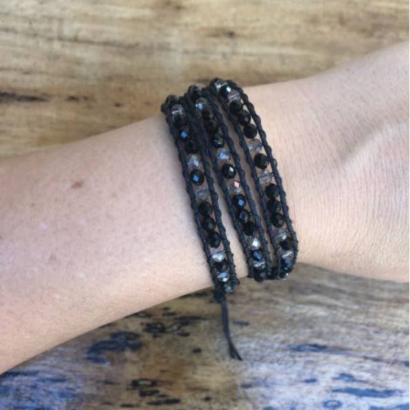 Pulseira de contas pretas - pulseira de embrulho para mulheres - presente para ela por atacado de SoulTika