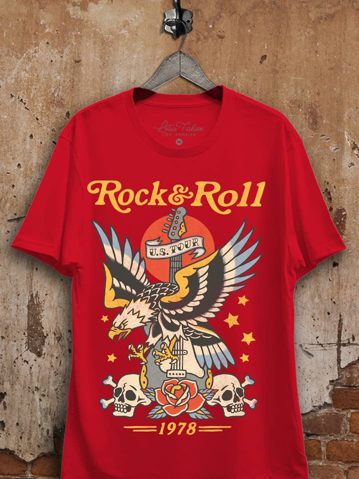 Lotus Fashion Collection - Wholesale T-Shirt (Graphic) - Women's - Rock & Roll Eagle Tattoo Graphic Top4