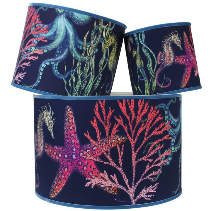Rainbow Reef Lampshade - Navy for wholesale on Faire