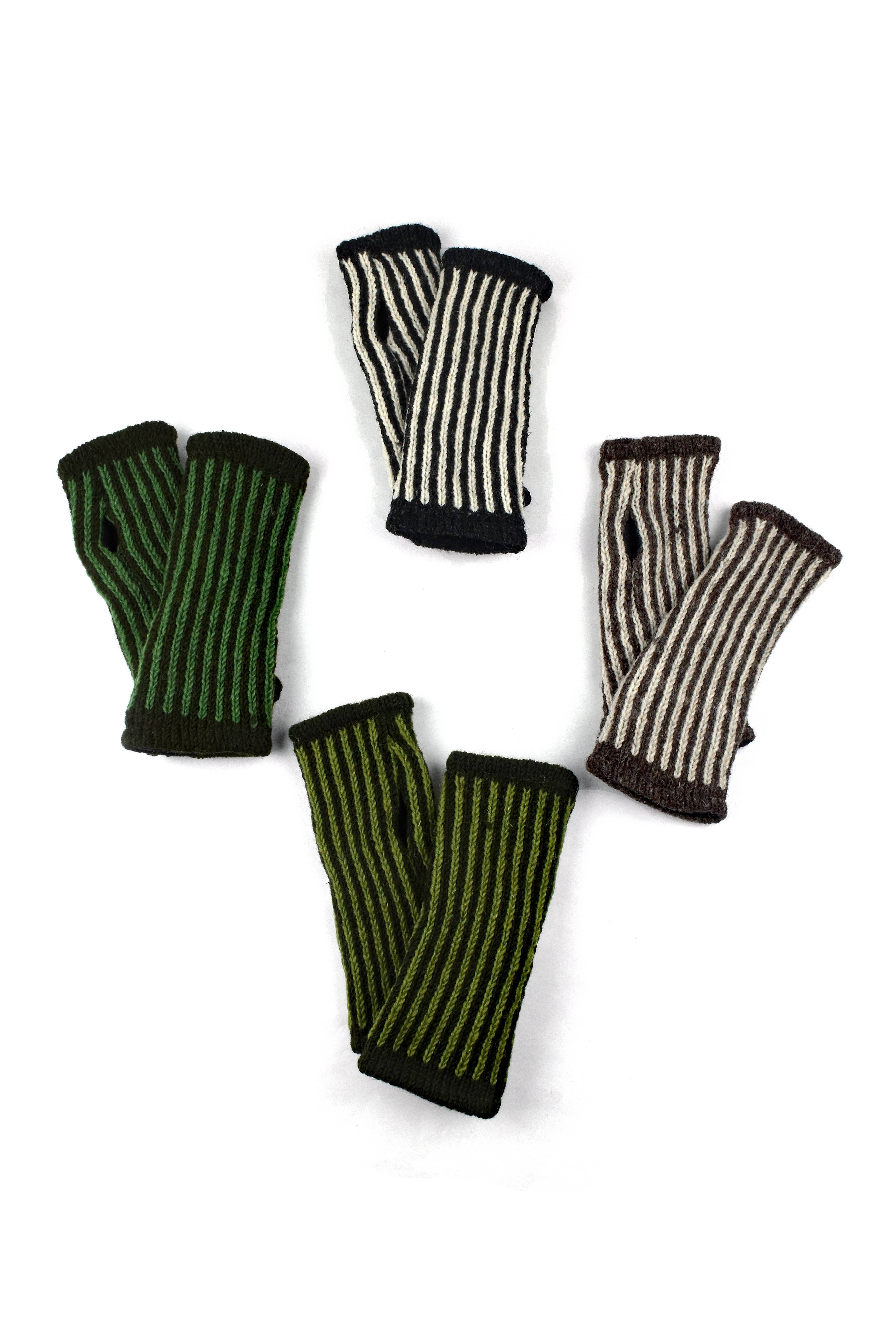 Nusantara Inc. - Wholesale Gloves - Women's - Wool Striped Wristlet-046582
