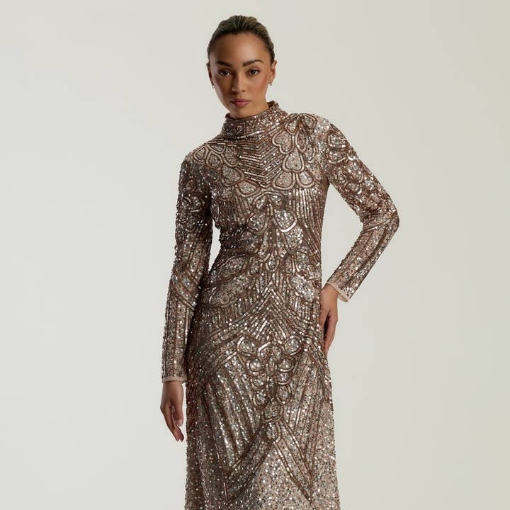 Robe Midaxi à Ourlet Plongeant Ornée Audrey pour la vente par Frock & Frill