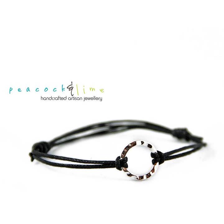 Peacock & Lime - Venta al por mayor Pulseras tejidas/trenzadas - pulsera de deseos karma/plata esterlina círculo y cordón de algodón