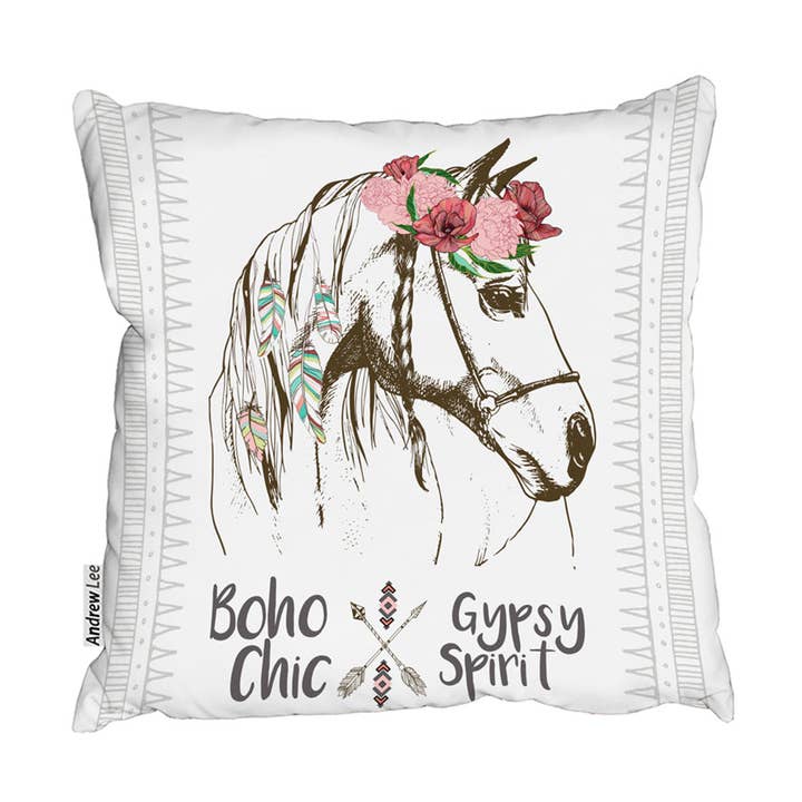 Cushions - horse with flower Chic (Cushion) for wholesale by Benjamin Tate Design