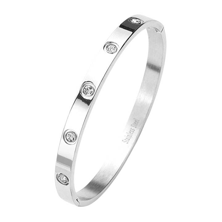 Sensibling Corp. - Wholesale Bangle Bracelet - Stainless Steel Crystal Embellished Bangle Bracelet