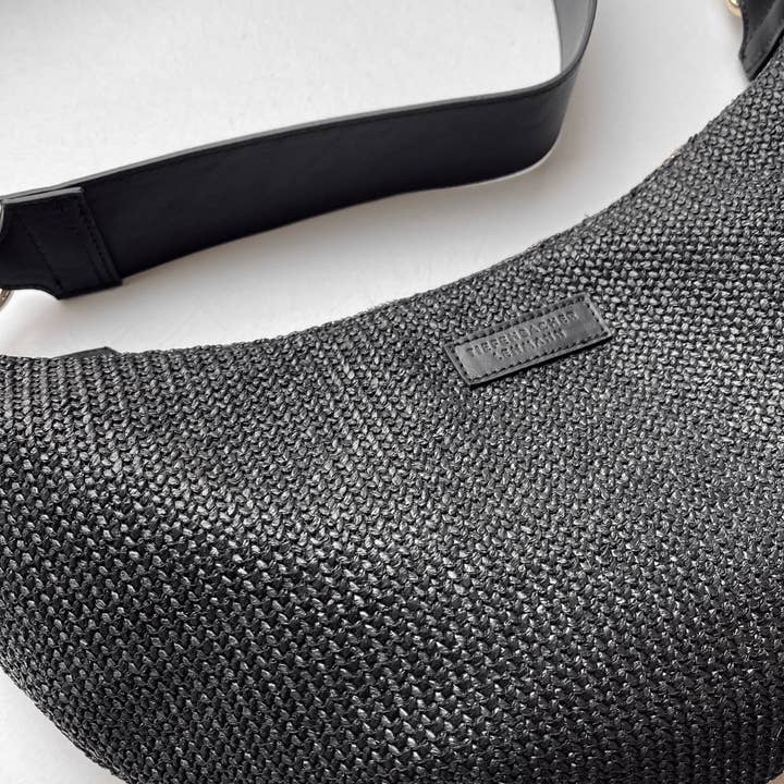 TIEFENBACHER LEHMANN - Wholesale Crossbody Bag - Women's - MOON BAG black raffia - black silver5