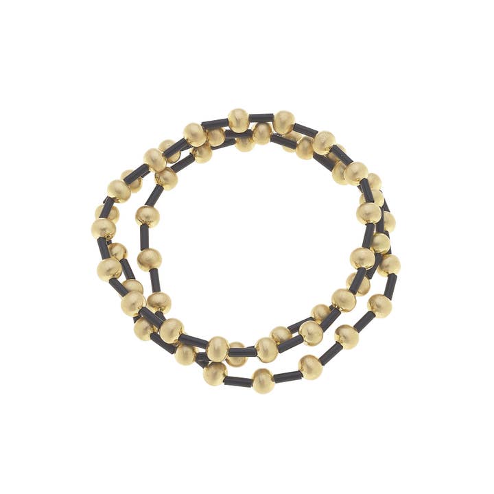 Canvas Style - Wholesale Beaded Bracelet - Talyah Enamel Beaded Stretch Bracelets (Set of 3)6