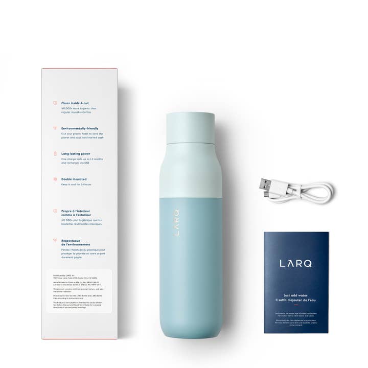 LARQ - Wholesale Water Bottle - LARQ Bottle PureVis 17oz - Self-Cleaning Water Bottle - Seaside Mint