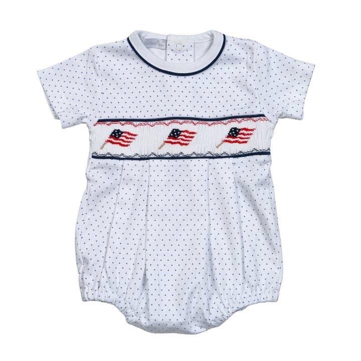 BUS-330 USA HEARTS HAND SMOCKED BUBBLE for wholesale by Hug Me First
