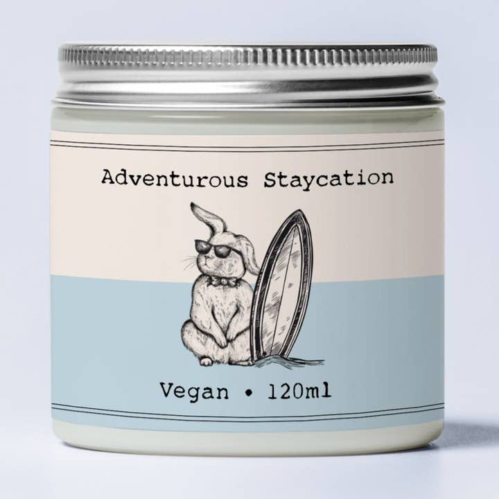 Staycation candle for wholesale by Veganbunny ltd
