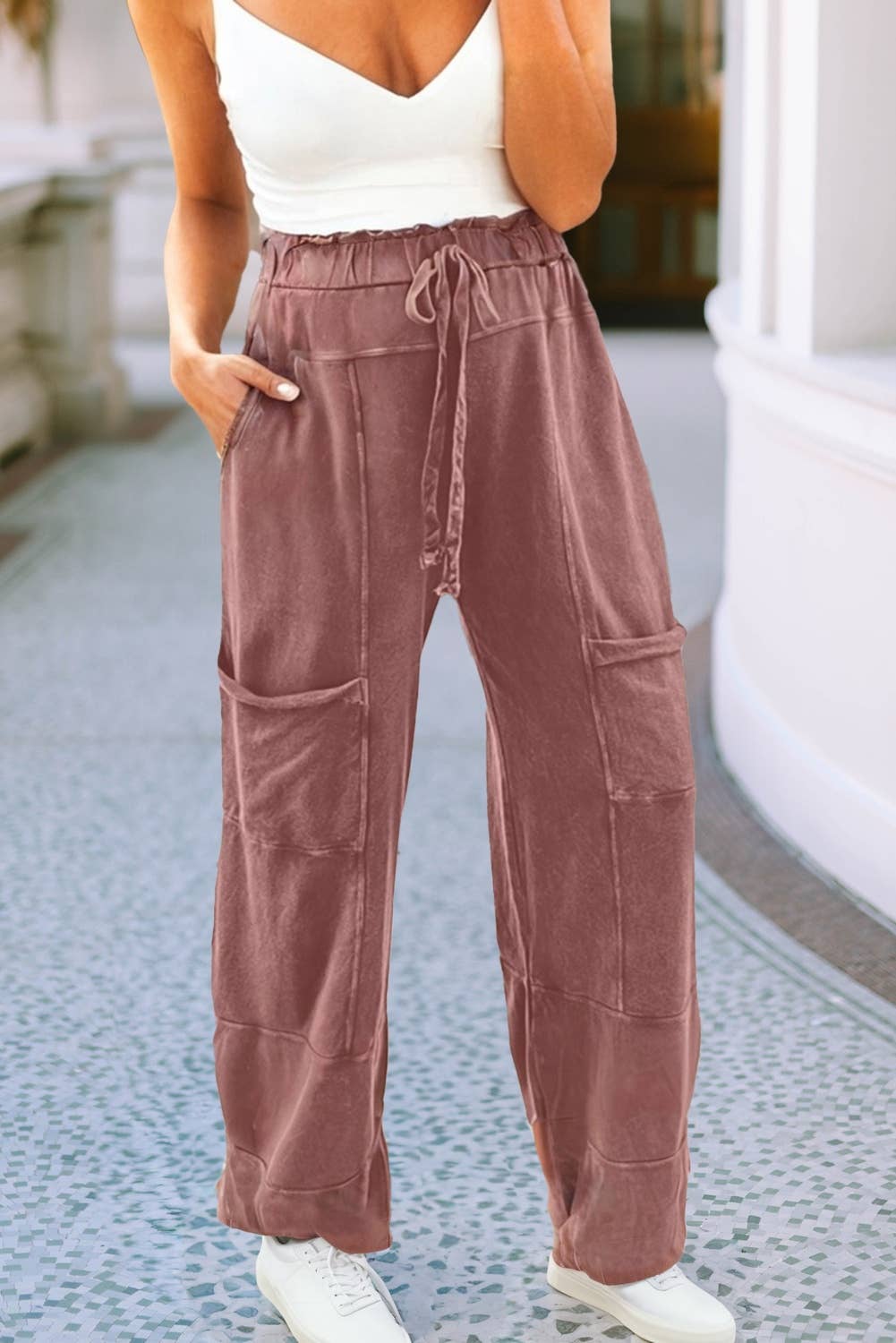 Little Daisy Closet - Wholesale Pants - Women's -  LDC Mineral Wash Lace-up High Waist Raw Hem Patched Pants8