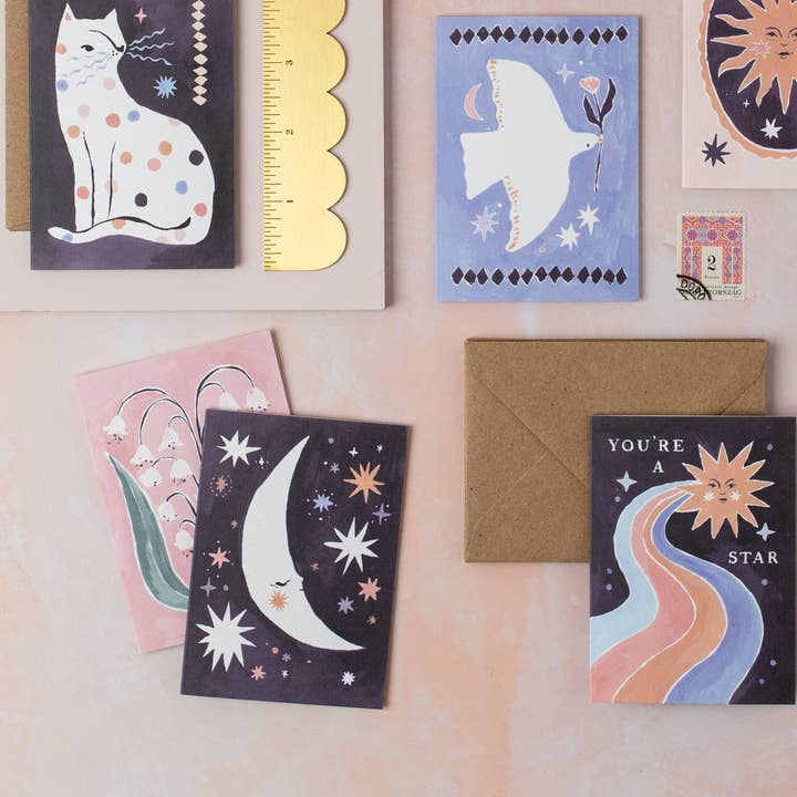 Sister Paper Co. - Wholesale Everyday greeting card - Sleeping Moon Mini Cards | Blank Cards | Mini Greeting Cards6