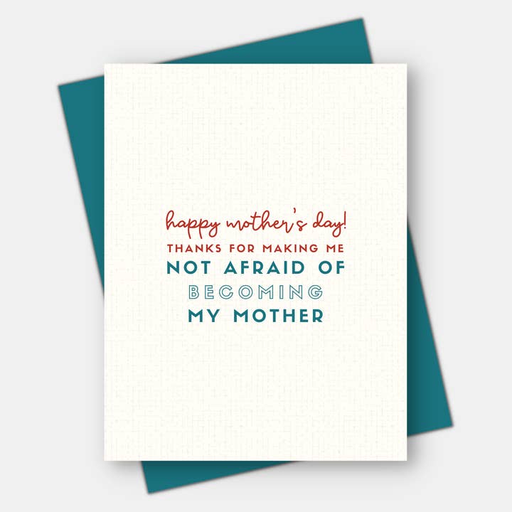 Carte Not Afraid of Becoming my Mother, pour la fête des mères pour la vente par Age-Friendly Vibes