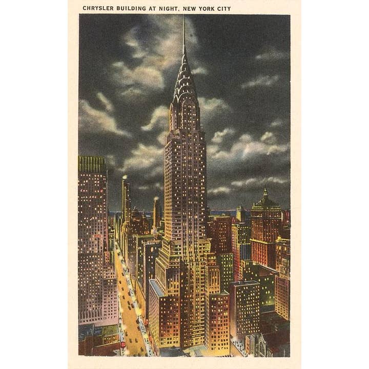 Postcard NY-01 Moon over Chrysler Building, New York City for wholesale by Found Image Press
