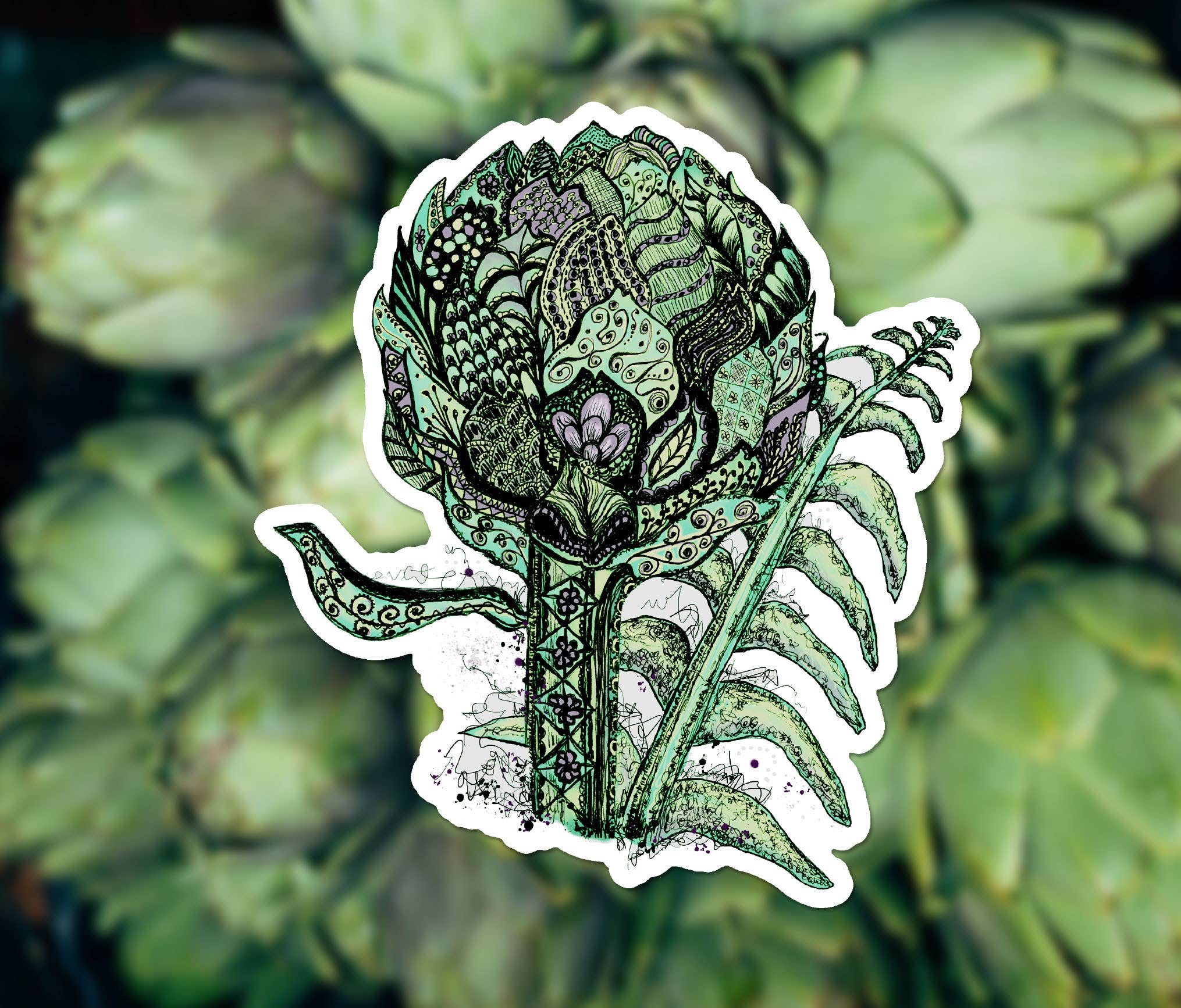 Katekreates - Vendita all'ingrosso Adesivo - Adesivo a forma di carciofo, decalcomania alimentare, decalcomania vegetale a forma2