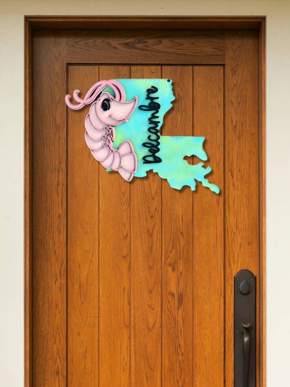 Louisiana Shrimp 3D Door Hanger for wholesale by Geaux Magnolia